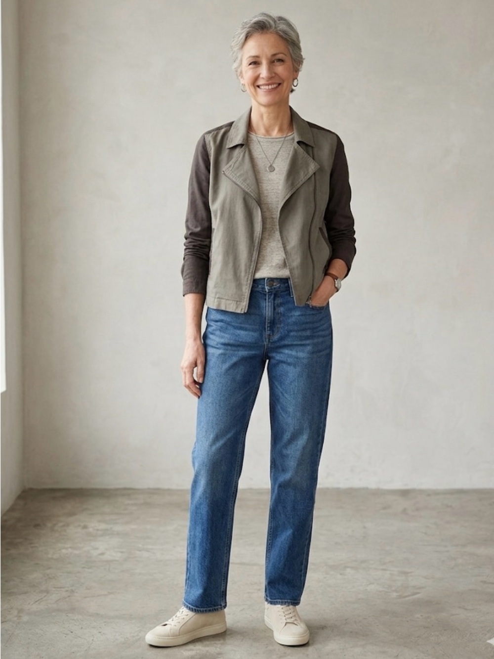 Eileen Fisher Coated Organic Linen Moto Zip Jacket​